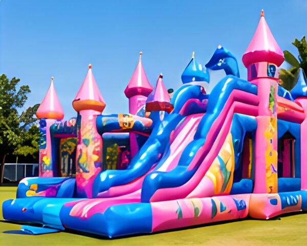 Princess Castle with Slide (5 m × 4 m), commercial inflatable for sale in South Africa